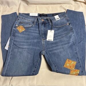 Judy Blue Women's Blue Jeans with Orange Accents